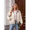 imageECOWISH Womens Cropped Puffer Jacket Coat 2025 Winter Warm Stand Collar Short Quilted Jackets Outerwear with PocketsLight Khaki