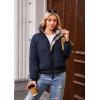 imageECOWISH Womens Cropped Puffer Jacket Coat 2025 Winter Warm Stand Collar Short Quilted Jackets Outerwear with PocketsNavy Blue
