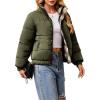 imageECOWISH Womens Cropped Puffer Jacket Coat 2025 Winter Warm Stand Collar Short Quilted Jackets Outerwear with PocketsArmy Green