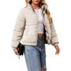 imageECOWISH Womens Cropped Puffer Jacket Coat 2025 Winter Warm Stand Collar Short Quilted Jackets Outerwear with PocketsLight Khaki