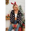 imageECOWISH Women Floral Cropped Cardigan Fall Long Sleeve Button Down Fuzzy Heart Print Knit Sweaters Casual Y2k Outerwear407 Black