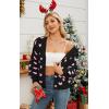 imageECOWISH Women Floral Cropped Cardigan Fall Long Sleeve Button Down Fuzzy Heart Print Knit Sweaters Casual Y2k Outerwear407 Black