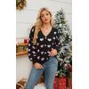 imageECOWISH Women Floral Cropped Cardigan Fall Long Sleeve Button Down Fuzzy Heart Print Knit Sweaters Casual Y2k Outerwear407 Black