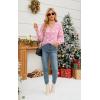 imageECOWISH Women Floral Cropped Cardigan Fall Long Sleeve Button Down Fuzzy Heart Print Knit Sweaters Casual Y2k Outerwear407 Pink
