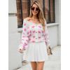 imageECOWISH Women Floral Cropped Cardigan Fall Long Sleeve Button Down Fuzzy Heart Print Knit Sweaters Casual Y2k Outerwear407 White1