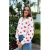 imageECOWISH Women Floral Cropped Cardigan Fall Long Sleeve Button Down Fuzzy Heart Print Knit Sweaters Casual Y2k Outerwear407 White2