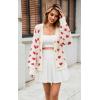 imageECOWISH Women Floral Cropped Cardigan Fall Long Sleeve Button Down Fuzzy Heart Print Knit Sweaters Casual Y2k Outerwear407 White2