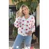 imageECOWISH Women Floral Cropped Cardigan Fall Long Sleeve Button Down Fuzzy Heart Print Knit Sweaters Casual Y2k Outerwear407 White2