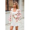 imageECOWISH Women Floral Cropped Cardigan Fall Long Sleeve Button Down Fuzzy Heart Print Knit Sweaters Casual Y2k Outerwear407 White2