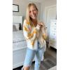 imageECOWISH Women Floral Cropped Cardigan Fall Long Sleeve Button Down Fuzzy Heart Print Knit Sweaters Casual Y2k OuterwearBeige