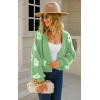 imageECOWISH Women Floral Cropped Cardigan Fall Long Sleeve Button Down Fuzzy Heart Print Knit Sweaters Casual Y2k OuterwearGreen