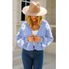 imageECOWISH Women Floral Cropped Cardigan Fall Long Sleeve Button Down Fuzzy Heart Print Knit Sweaters Casual Y2k OuterwearLight Blue