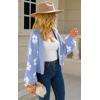 imageECOWISH Women Floral Cropped Cardigan Fall Long Sleeve Button Down Fuzzy Heart Print Knit Sweaters Casual Y2k OuterwearLight Blue