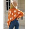 imageECOWISH Women Floral Cropped Cardigan Fall Long Sleeve Button Down Fuzzy Heart Print Knit Sweaters Casual Y2k OuterwearOrange