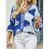 imageECOWISH Women Floral Cropped Cardigan Fall Long Sleeve Button Down Fuzzy Heart Print Knit Sweaters Casual Y2k OuterwearStrawberryblue