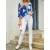 imageECOWISH Women Floral Cropped Cardigan Fall Long Sleeve Button Down Fuzzy Heart Print Knit Sweaters Casual Y2k OuterwearStrawberryblue
