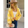 imageECOWISH Women Floral Cropped Cardigan Fall Long Sleeve Button Down Fuzzy Heart Print Knit Sweaters Casual Y2k OuterwearYellow