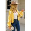 imageECOWISH Women Floral Cropped Cardigan Fall Long Sleeve Button Down Fuzzy Heart Print Knit Sweaters Casual Y2k OuterwearYellow