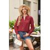 imageECOWISH Womens Long Sleeve Shirts  Peter Pan Collar Button Down Blouse Dressy Casual Puff Cotton Elegant Fall Tops3461 Wine Red