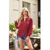 imageECOWISH Womens Long Sleeve Shirts  Peter Pan Collar Button Down Blouse Dressy Casual Puff Cotton Elegant Fall Tops3461 Wine Red