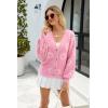 imageECOWISH Women Floral Cropped Cardigan Fall Long Sleeve Button Down Fuzzy Heart Print Knit Sweaters Casual Y2k Outerwear460pink
