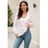 imageECOWISH Women Floral Cropped Cardigan Fall Long Sleeve Button Down Fuzzy Heart Print Knit Sweaters Casual Y2k Outerwear460white