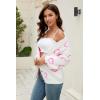 imageECOWISH Women Floral Cropped Cardigan Fall Long Sleeve Button Down Fuzzy Heart Print Knit Sweaters Casual Y2k Outerwear460white