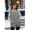 imageECOWISH Puffer Vest Women 2025 Sleeveless Quilted Jacket Bow Button Zip Up Fall Winter Coat Padded Gilet OuterwearGrey