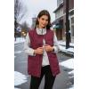 imageECOWISH Puffer Vest Women 2025 Sleeveless Quilted Jacket Bow Button Zip Up Fall Winter Coat Padded Gilet OuterwearWine Red