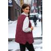 imageECOWISH Puffer Vest Women 2025 Sleeveless Quilted Jacket Bow Button Zip Up Fall Winter Coat Padded Gilet OuterwearWine Red