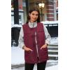 imageECOWISH Puffer Vest Women 2025 Sleeveless Quilted Jacket Bow Button Zip Up Fall Winter Coat Padded Gilet OuterwearWine Red