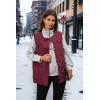 imageECOWISH Puffer Vest Women 2025 Sleeveless Quilted Jacket Bow Button Zip Up Fall Winter Coat Padded Gilet OuterwearWine Red