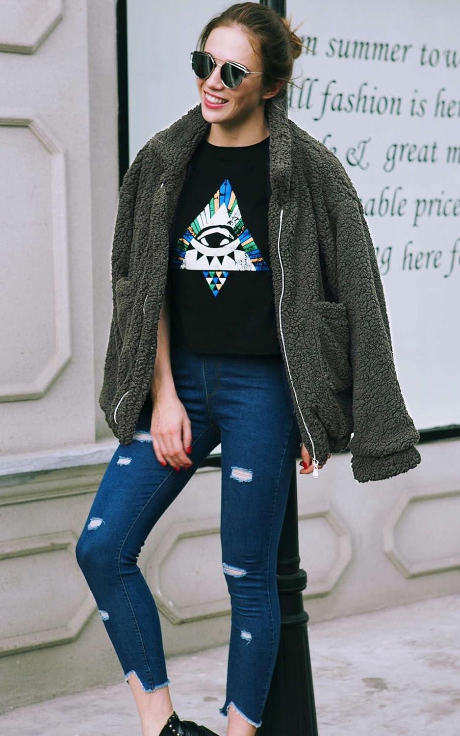 imageECOWISH Women Jacket Winter Coat  2025 Fur Fleece Long Sleeve Sherpa Faux Fuzzy Fall Teddy Fluffy Zip Lapel OutfitsGreen