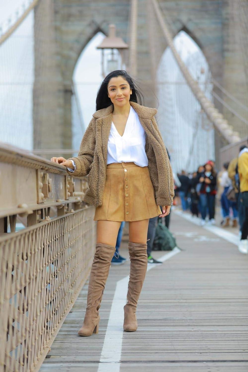 imageECOWISH Women Jacket Winter Coat  2025 Fur Fleece Long Sleeve Sherpa Faux Fuzzy Fall Teddy Fluffy Zip Lapel OutfitsKhaki