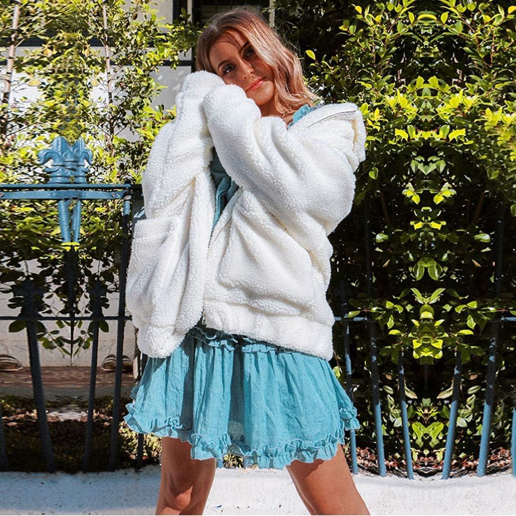 imageECOWISH Women Jacket Winter Coat  2025 Fur Fleece Long Sleeve Sherpa Faux Fuzzy Fall Teddy Fluffy Zip Lapel OutfitsWhite1