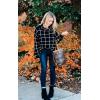 imageECOWISH Women Fall Pullover Sweater Turtleneck Plaid Long Sleeve Loose Casual Chunky Checked Knit Winter Sweaters Jumper Tops014black1