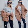 imageECOWISH Women Jacket Winter Coat  2025 Fur Fleece Long Sleeve Sherpa Faux Fuzzy Fall Teddy Fluffy Zip Lapel OutfitsCamel