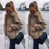imageECOWISH Women Jacket Winter Coat  2025 Fur Fleece Long Sleeve Sherpa Faux Fuzzy Fall Teddy Fluffy Zip Lapel OutfitsKhaki