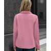 imageECOWISH Women Tops Quarter Zip Fall Winter Tunics Casual Oversized Pullover Ribbed Quilted V Neck Collared Outfits Loose 202523pink