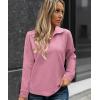 imageECOWISH Women Tops Quarter Zip Fall Winter Tunics Casual Oversized Pullover Ribbed Quilted V Neck Collared Outfits Loose 202523pink