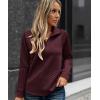 imageECOWISH Women Tops Quarter Zip Fall Winter Tunics Casual Oversized Pullover Ribbed Quilted V Neck Collared Outfits Loose 202523wine Red