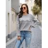imageECOWISH Bow Sweater Women Christmas Casual Long Sleeve Knit Tops Crew Neck Jumper Pullover Oversized Outfit Fall Winter 2025Gray