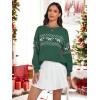 imageECOWISH Bow Sweater Women Christmas Casual Long Sleeve Knit Tops Crew Neck Jumper Pullover Oversized Outfit Fall Winter 2025Green