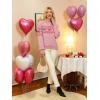 imageECOWISH Bow Sweater Women Christmas Casual Long Sleeve Knit Tops Crew Neck Jumper Pullover Oversized Outfit Fall Winter 2025Pink