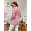 imageECOWISH Bow Sweater Women Christmas Casual Long Sleeve Knit Tops Crew Neck Jumper Pullover Oversized Outfit Fall Winter 2025Pink