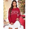 imageECOWISH Bow Sweater Women Christmas Casual Long Sleeve Knit Tops Crew Neck Jumper Pullover Oversized Outfit Fall Winter 2025Red