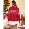 imageECOWISH Bow Sweater Women Christmas Casual Long Sleeve Knit Tops Crew Neck Jumper Pullover Oversized Outfit Fall Winter 2025Red