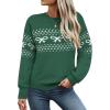 imageECOWISH Bow Sweater Women Christmas Casual Long Sleeve Knit Tops Crew Neck Jumper Pullover Oversized Outfit Fall Winter 2025Green