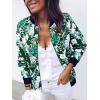 imageECOWISH Womens Casual Floral Zip Up Bomber Jacket Coat Lightweight Short Camo No Lining Outwear Tops Windbreaker with Pocket333emerald Green