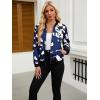 imageECOWISH Womens Casual Floral Zip Up Bomber Jacket Coat Lightweight Short Camo No Lining Outwear Tops Windbreaker with Pocket333navy Blue
